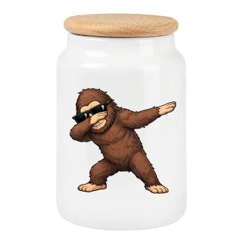 Dabbing Big Foot - Keksdose mit Holzdeckel - Weiß - Vorne