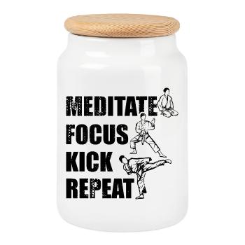Motivational karate saying - Cookie Jar with Wooden Lid - white - Front