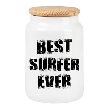 Best surfer of all time - Cookie Jar with Wooden Lid - white - Front
