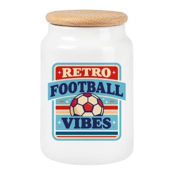 Retro_Football_Vibes - Cookie Jar with Wooden Lid - white - Front