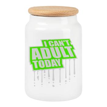 Je ne peux pas parler d’adulte aujourd’hui Drôle de Dicton-Adulte Logo - Boîte à biscuits avec couvercle en bois - blanc - Devant