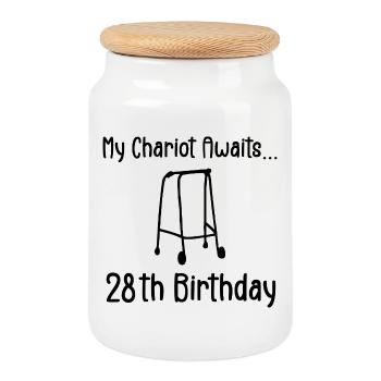 28th Birthday Party Funny 28 Years Old Birthday - Cookie Jar with Wooden Lid - white - Front