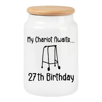 27th Birthday Party Funny 27 Years Old Birthday - Boîte à biscuits avec couvercle en bois - blanc - Devant
