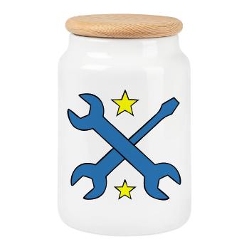 Logo Clé à Enguiche - Boîte à biscuits avec couvercle en bois - blanc - Devant