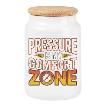 Fire Engineer Pressure Is My Comfort Pump Operator - Cookie Jar with Wooden Lid - white - Front