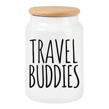 Travel Buddies - Cookie Jar with Wooden Lid - white - Front