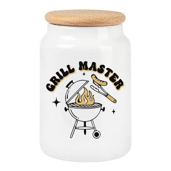 Witziger Grill Master BBQ Papa - Keksdose mit Holzdeckel - Weiß - Vorne