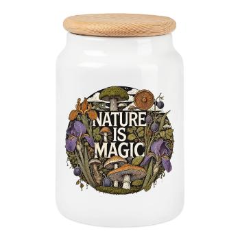 Nature Is Magic: Pilze & Flora Circle - Keksdose mit Holzdeckel - Weiß - Vorne