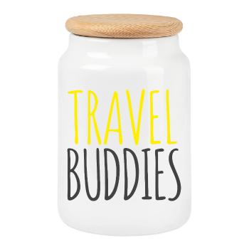 Travel Friends - Cookie Jar with Wooden Lid - white - Front
