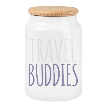 Amis de voyage - Boîte à biscuits avec couvercle en bois - blanc - Devant