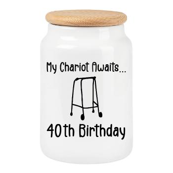 40th Birthday Party Funny 40 Years Old Birthday - Cookie Jar with Wooden Lid - white - Front