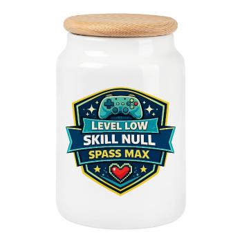 Niveau Faible Compétence Zéro Plaisir Max - Boîte à biscuits avec couvercle en bois - blanc - Devant