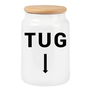 TUG Tugboat - Seafaring Sailing Ship Captain - Cookie Jar with Wooden Lid - white - Front