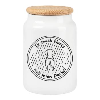 ik snack bloots mit mien dackel - Keksdose mit Holzdeckel - Weiß - Vorne