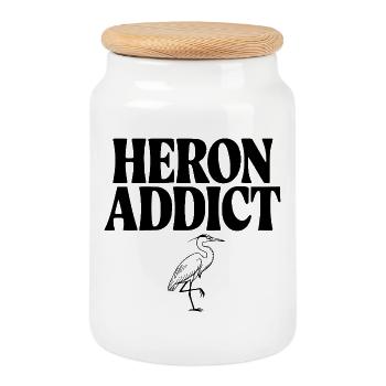 Heron Addict - Cookie Jar with Wooden Lid - white - Front