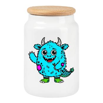Aquamonster - Keksdose mit Holzdeckel - Weiß - Vorne