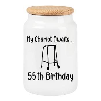 55th Birthday Party Funny 55 Years Old Birthday - Boîte à biscuits avec couvercle en bois - blanc - Devant