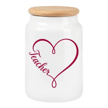 Professeure - Professeur - Boîte à biscuits avec couvercle en bois - blanc - Devant