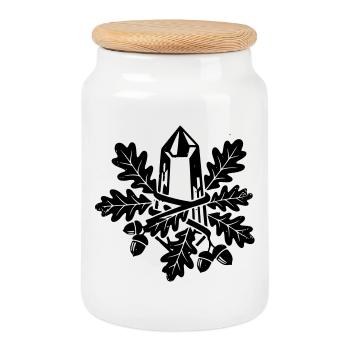 Crystal Oak Leaf Magic Forest - Cookie Jar with Wooden Lid - white - Front