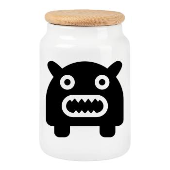 monstre - Boîte à biscuits avec couvercle en bois - blanc - Devant