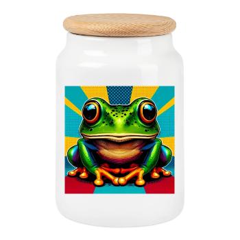 Frosch - Keksdose mit Holzdeckel - Weiß - Vorne