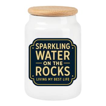 Eau pétillante sur rochers, néon - Boîte à biscuits avec couvercle en bois - blanc - Devant