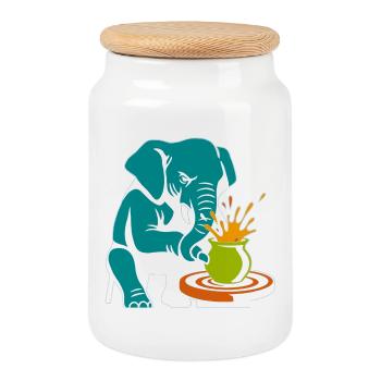 Trunk Master - Glaze Anarchy - Cookie Jar with Wooden Lid - white - Front