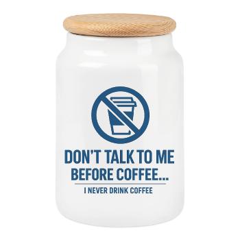 Paradoxe du café - Ne me parle pas - Boîte à biscuits avec couvercle en bois - blanc - Devant