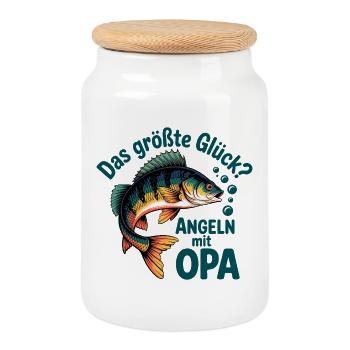 Das größte Glück Angeln mit Opa - Keksdose mit Holzdeckel - Weiß - Vorne