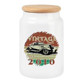 16. Geburtstag - Klassiker - Vintage since 05/2010 - Keksdose mit Holzdeckel - Weiß - Vorne