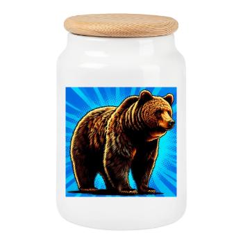 Bär - Keksdose mit Holzdeckel - Weiß - Vorne