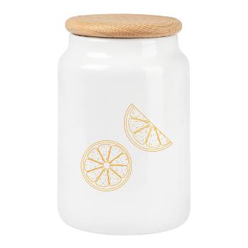 Esthétique rétro d’agrumes en tranche d’orange - Boîte à biscuits avec couvercle en bois - blanc - Devant