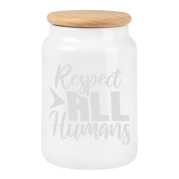 Respect All Humans Statement Menschlichkeit Spruch - Keksdose mit Holzdeckel - Weiß - Vorne