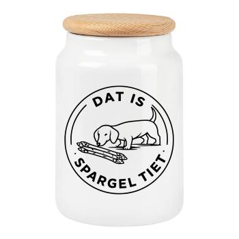 Dat Is Spargel Tiet Dackel Hund Spargelzeit - Keksdose mit Holzdeckel - Weiß - Vorne