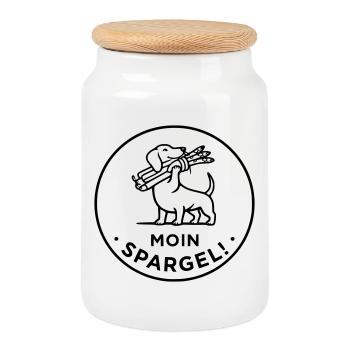 moin spargel dackel hund - Keksdose mit Holzdeckel - Weiß - Vorne