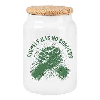 Human Rights Retro Dignity Has No Border Statement - Keksdose mit Holzdeckel - Weiß - Vorne