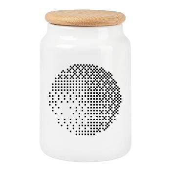 Kreis-aus-Punkte-Design - Keksdose mit Holzdeckel - Weiß - Vorne