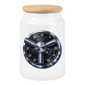 Security safe dial design - Cookie Jar with Wooden Lid - white - Front