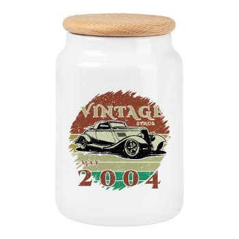 22. Geburtstag - Klassiker - Vintage since 05/2004 - Keksdose mit Holzdeckel - Weiß - Vorne