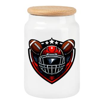Kicker Shield Football Helmet - Cookie Jar with Wooden Lid - white - Front