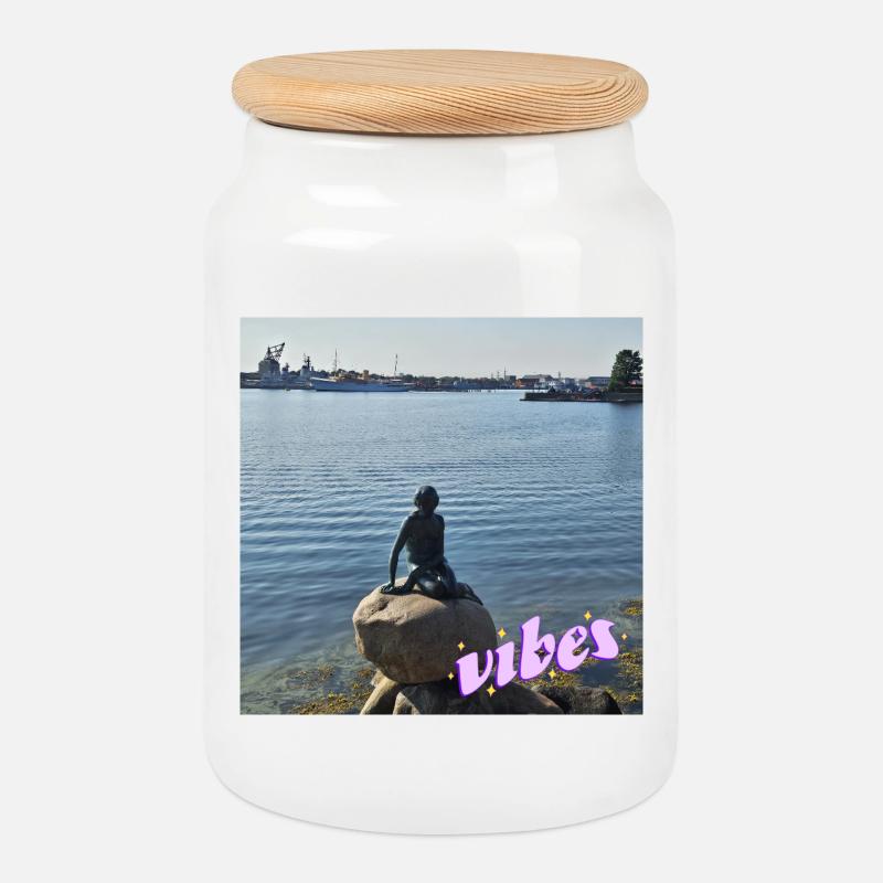 Vibes - Cookie Jar with Wooden Lid - white