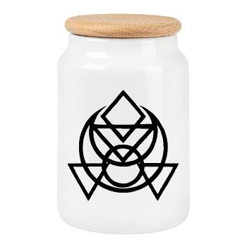 Black Egyptian Esoteric Symbol - Cookie Jar with Wooden Lid - white - Front