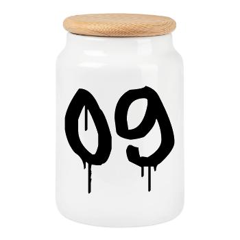 Nombre 09 Style Graffiti Urbain - Boîte à biscuits avec couvercle en bois - blanc - Devant