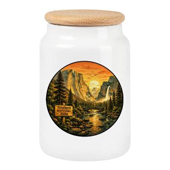 Parc national de Yosemite, Sunset, Californie - Boîte à biscuits avec couvercle en bois - blanc - Devant