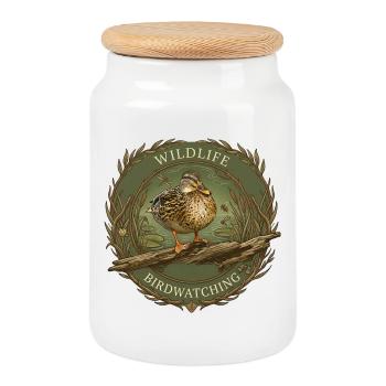 Vogelbeobachtung Wildlife Emblem - Keksdose mit Holzdeckel - Weiß - Vorne
