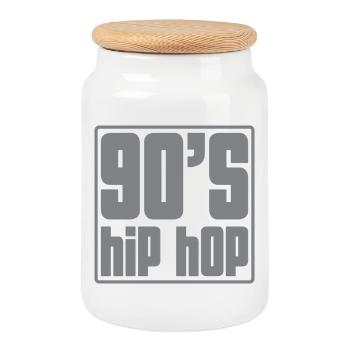 90s Hip Hop Grid - Cookie Jar with Wooden Lid - white - Front