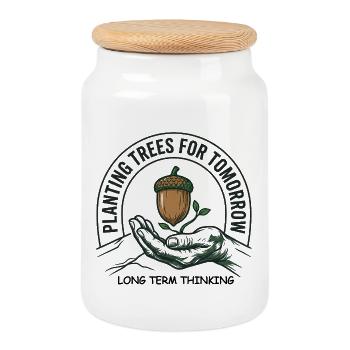 Plantation d’arbres à long terme - Boîte à biscuits avec couvercle en bois - blanc - Devant