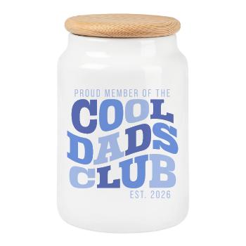Club des papas cool - Cadeau de la fête des pères des papas - Boîte à biscuits avec couvercle en bois - blanc - Devant