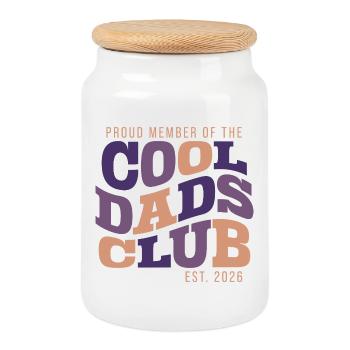 Cool Dads Club - Dad-to-be 2026 Gift - Cookie Jar with Wooden Lid - white - Front