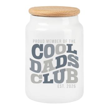 Cool Dads Club - Dad 2026 Gift - Cookie Jar with Wooden Lid - white - Front